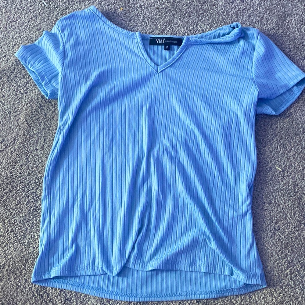 YMI-size small. Ribbed tee, v- cut neck